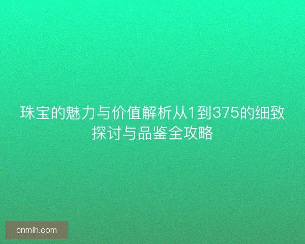 珠宝的魅力与价值解析从1到375的细致探讨与品鉴全攻略