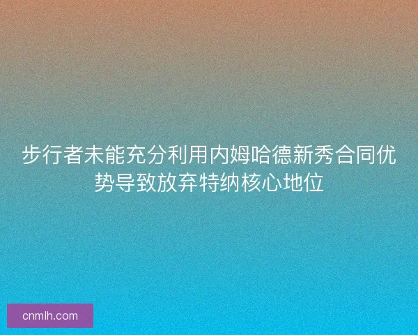 步行者未能充分利用内姆哈德新秀合同优势导致放弃特纳核心地位